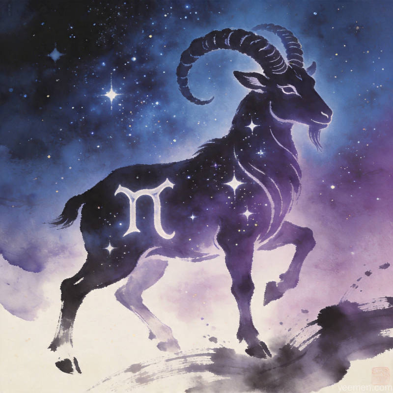 摩羯星象解析示意图：深沉稳重色调的星象的视觉效果展现