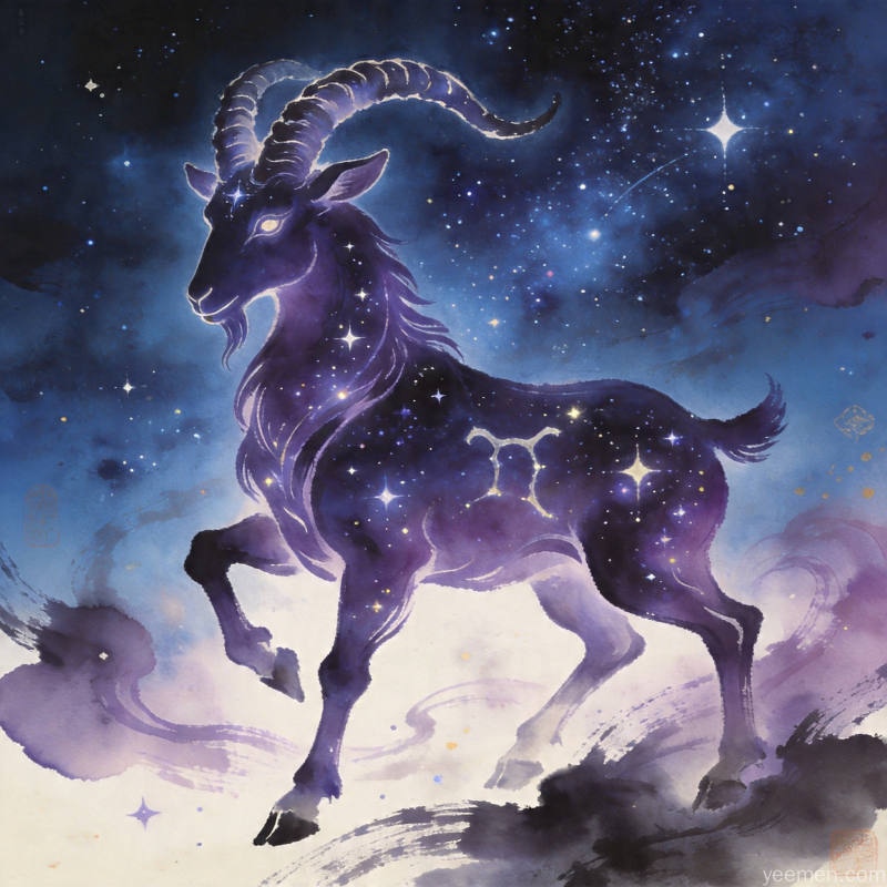 摩羯星象解析示意图：深沉稳重色调的星象的视觉效果展现