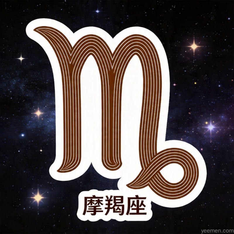 摩羯摩羯座未主题插图：土元素坚毅星空构图的艺术化呈现