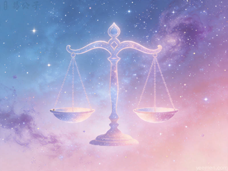 天秤年天秤座主题插图:风元素平衡星空构图的艺术化呈现