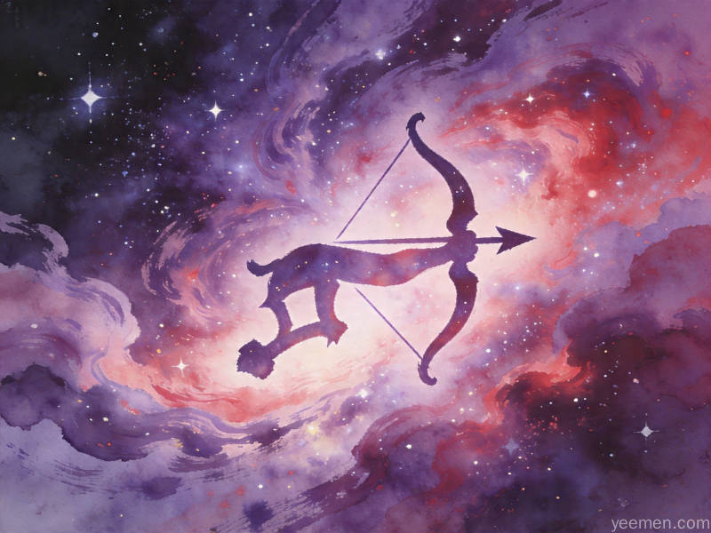 射手年射手座主题插图：火元素奔放星空构图的艺术化呈现