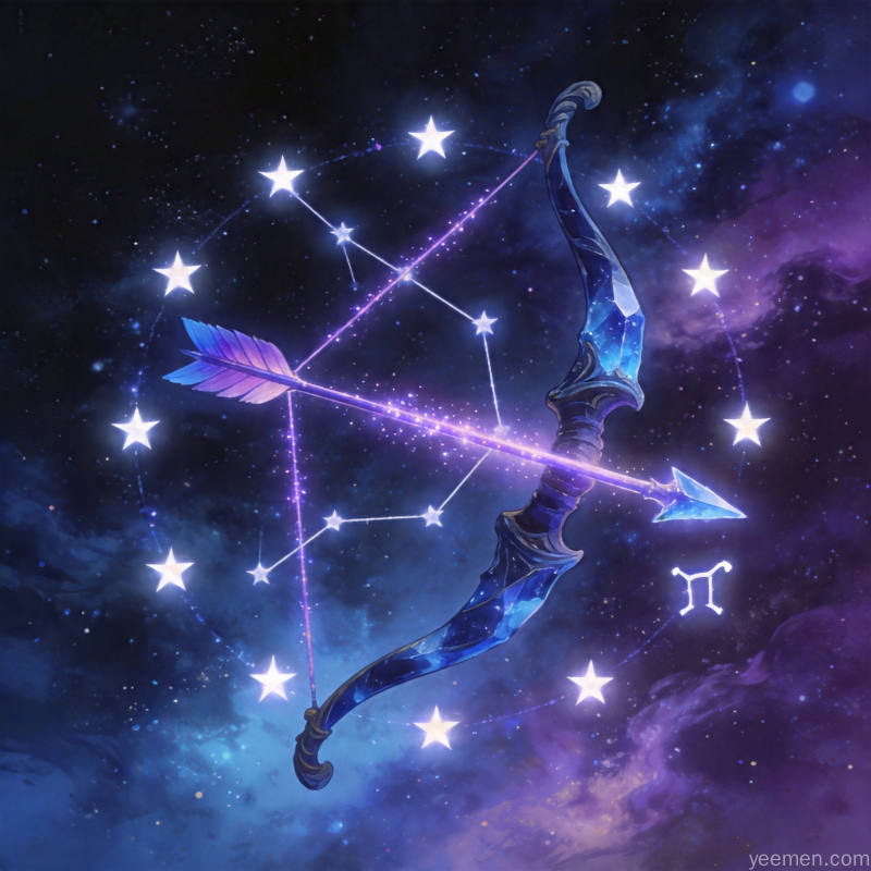 射手星象解析示意图：自由蓝紫色调的星象的视觉效果展现
