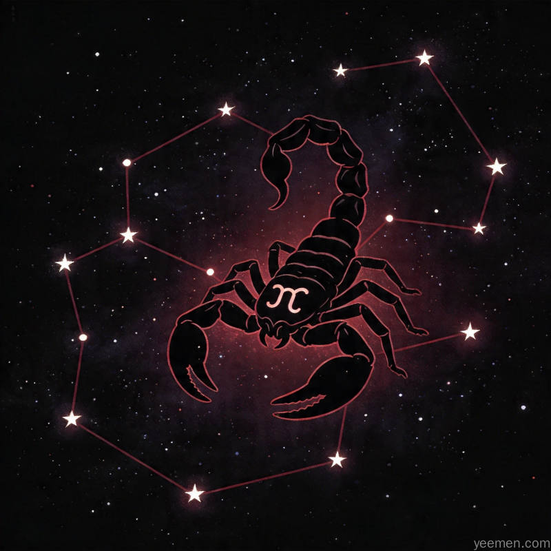 天蝎星象解析示意图：神秘暗紫色调的星象的视觉效果展现