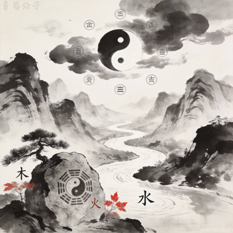 紫微斗数命盘解读，展示十四主星在命盘中的分布位置，传统文化命理学插画