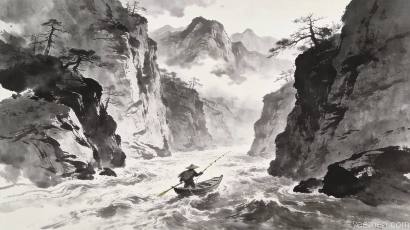 蹇卦山水风景水墨画意境