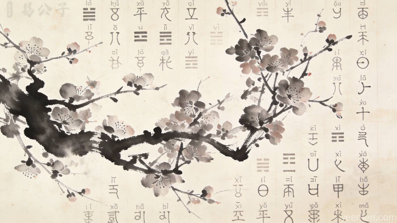 古籍书页竹简卦象符号