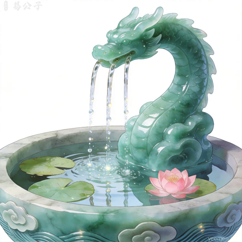 风水摆件流水植物瑞兽