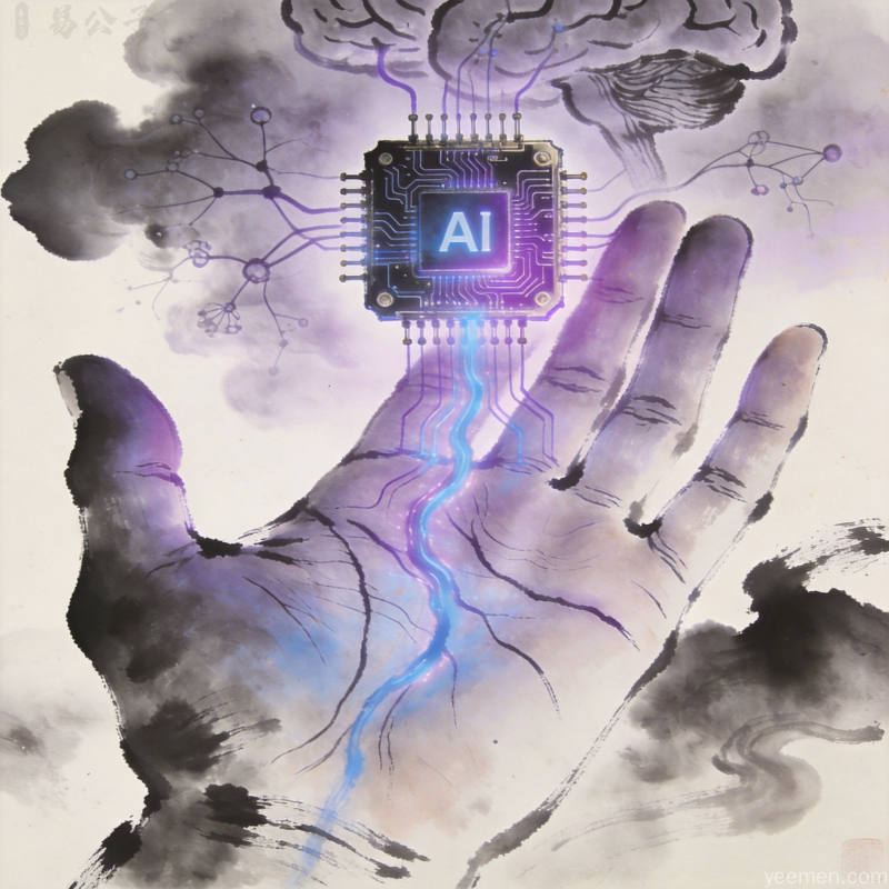 AI人工智能与传统手相术的融合，科技感与神秘感交织