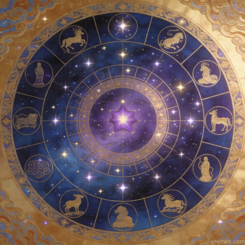 紫微斗数星曜图，典雅华贵宫廷风格