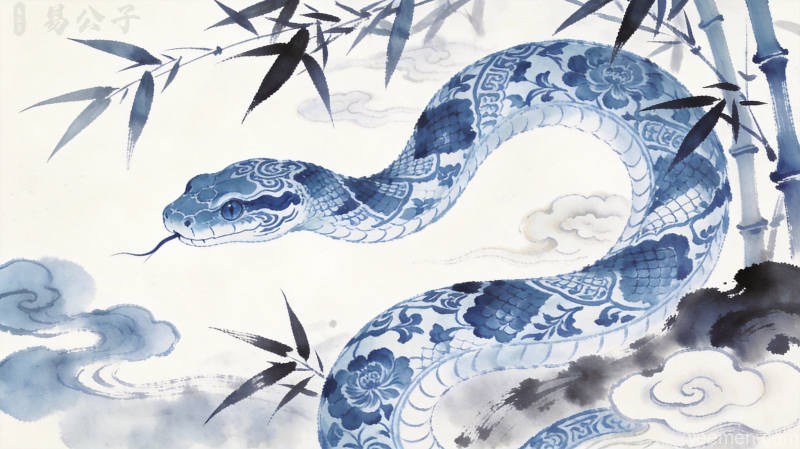 属蛇人2026年5月运势警示图，蛇形剪影配警示符号，属蛇人2026年5月运势预警