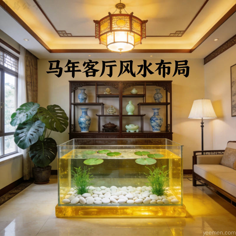 黄水晶鱼缸风水摆件