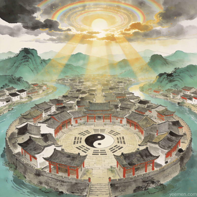中国传统风水罗盘八卦，神秘悠远氛围