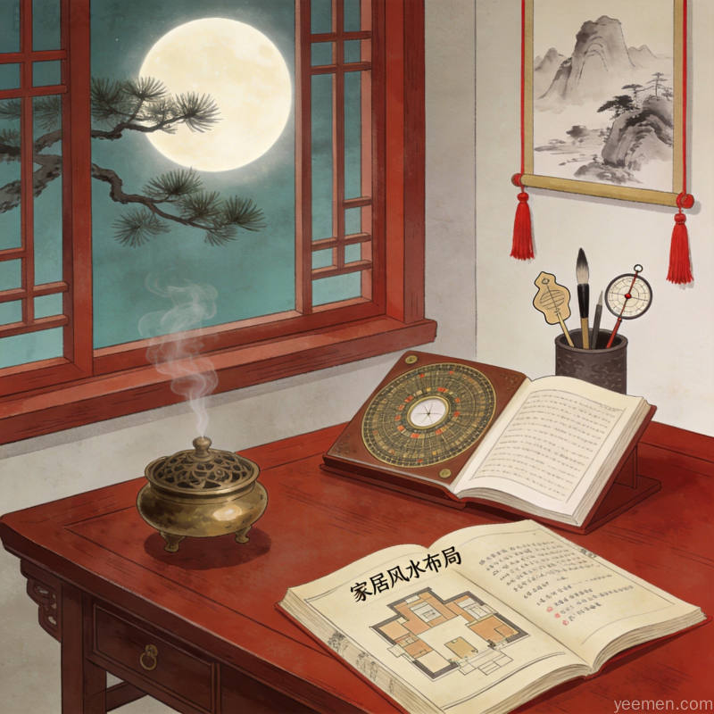 中国传统风水罗盘八卦，神秘悠远氛围
