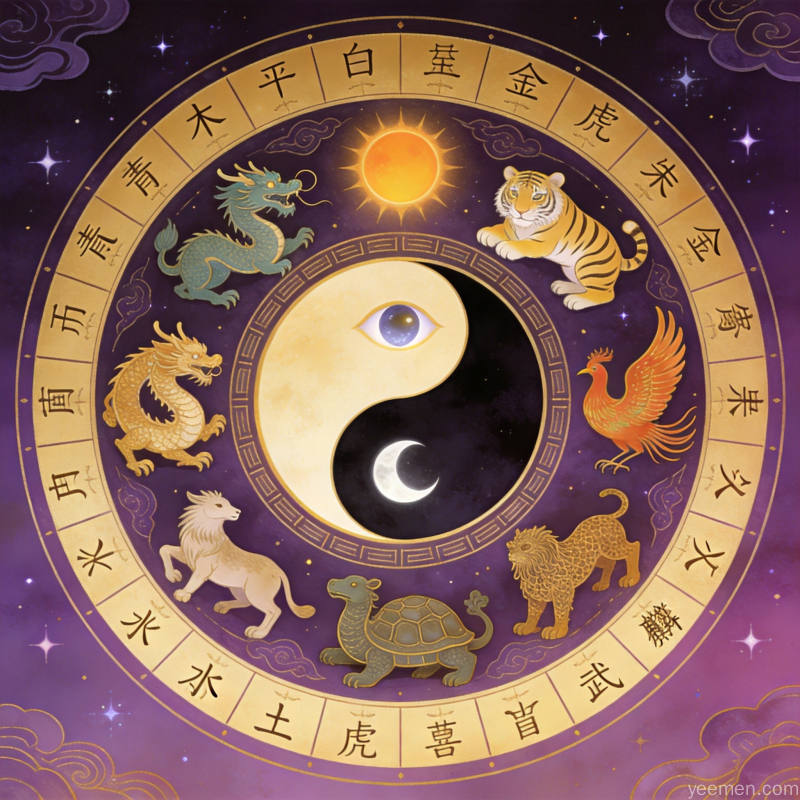 中国传统风水罗盘八卦，神秘悠远氛围