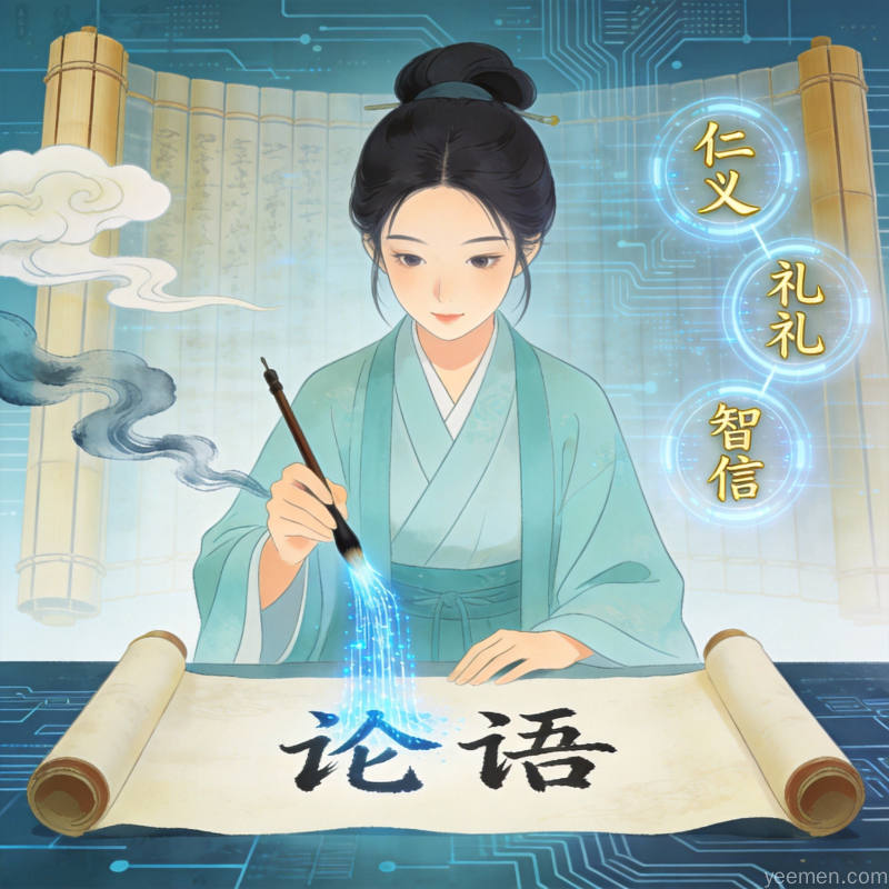 国学传统文化主题插画，国潮风格，体现文化传承