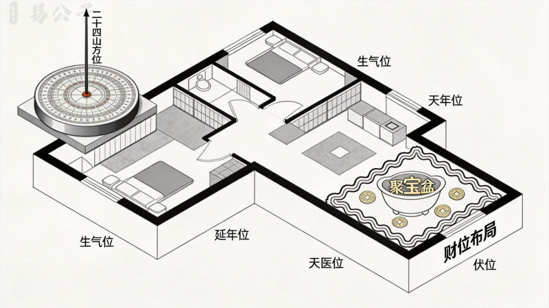 风水财位禁忌与化解示意图