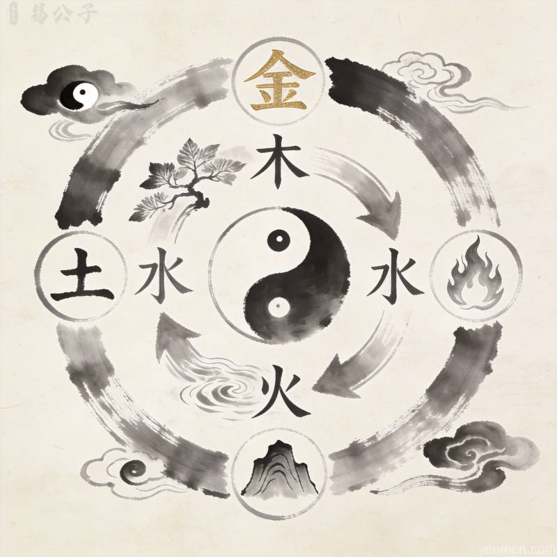 古籍风格的命盘解析图,画面展示传统四柱八字排盘样式,包含年柱月柱日柱时柱的天干地支组合,背景采用古书卷轴设计,呈现命理学的厚重历史感