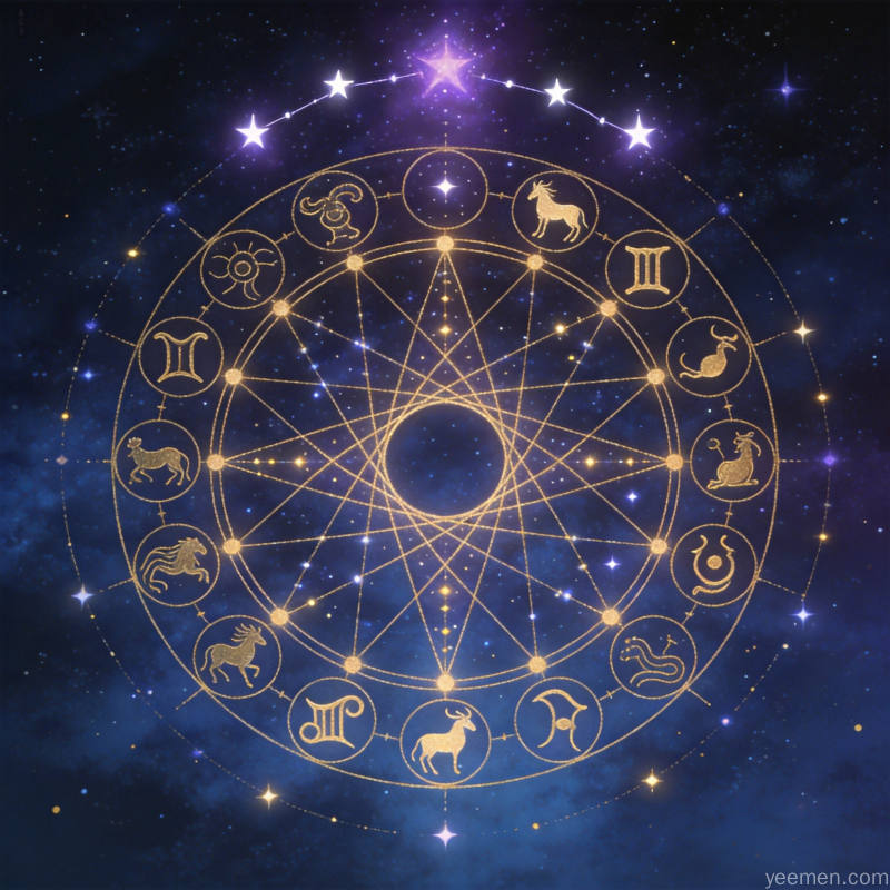 十二宫位诀看一生格局：神秘星空与命理图案结合展示