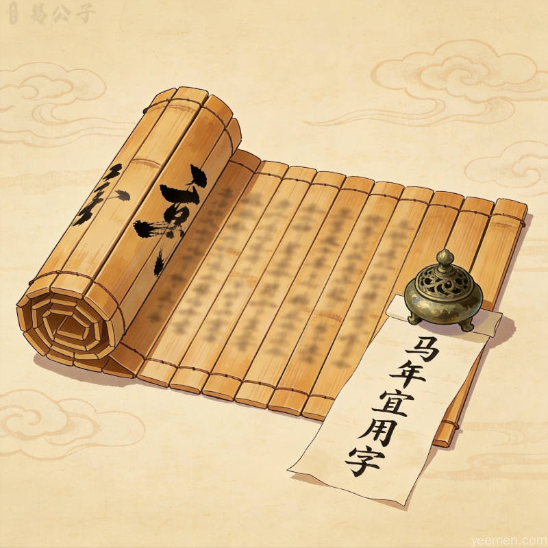丙午马年起名思路：古籍书卷与五行元素结合的命理图解
