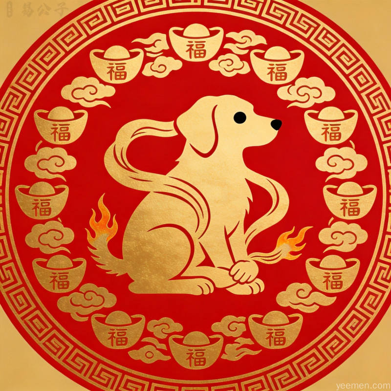 2026年生肖运势图：传统民俗元素的狗年吉祥图案组合