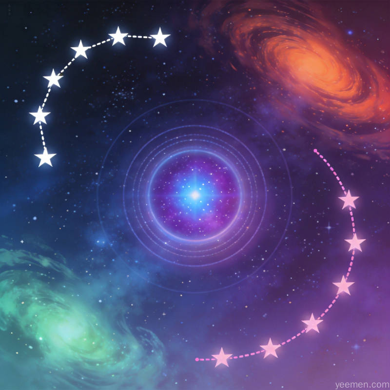 星曜命盘解析图：紫微斗数星盘在星空背景上的完整呈现