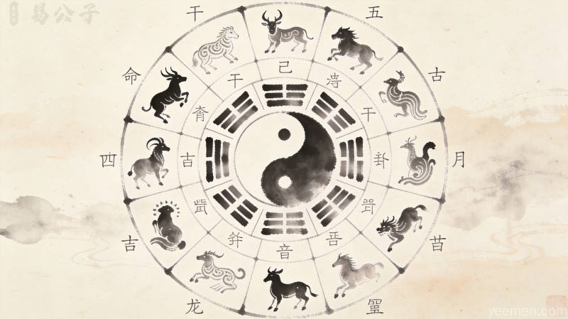 十二宫位体系详解图,清晰标注各宫位名称、序号与五行属性,呈现命盘的基本架构与核心要素