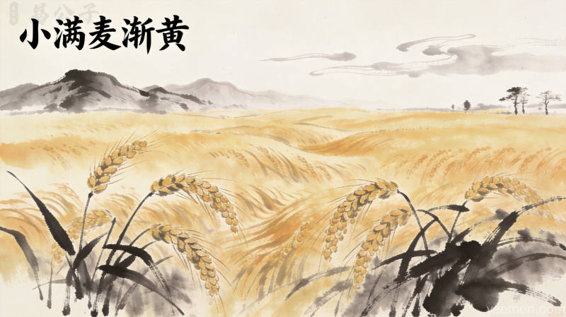 小满时节农田麦穗渐满,江南水乡丰收在望的祥和景象
