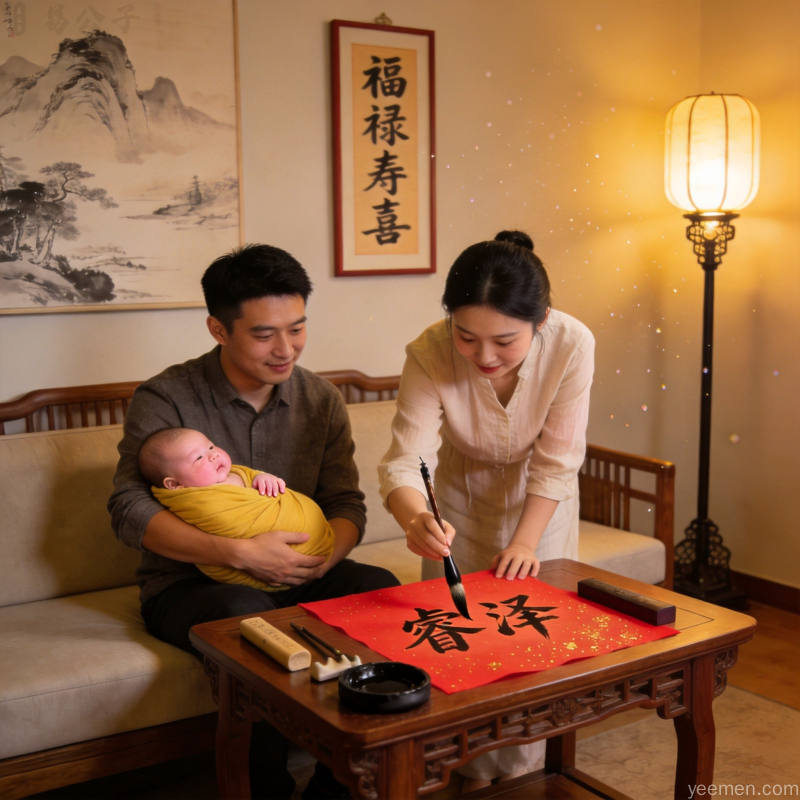 家庭温馨书写名字，传统文化代际传承