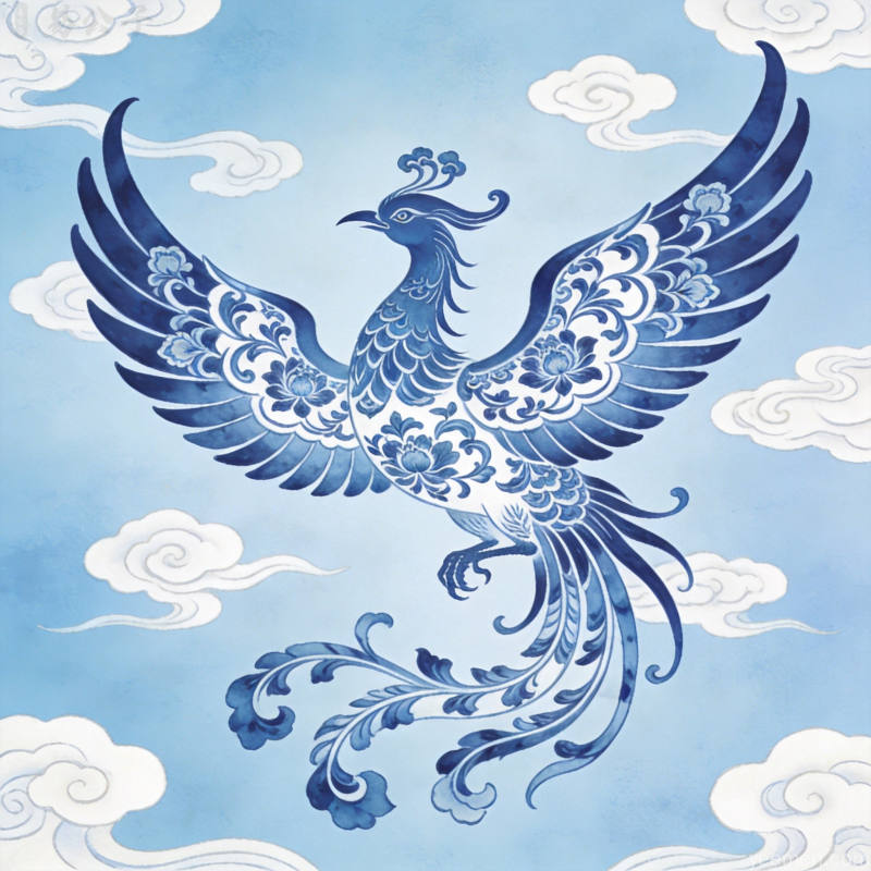 属鸡人2026下半年运势预测,青花瓷纹样凤凰图腾,凤鸣九霄优雅姿态,体现属鸡人下半年厚积薄发、运势真正爆发的命理转变