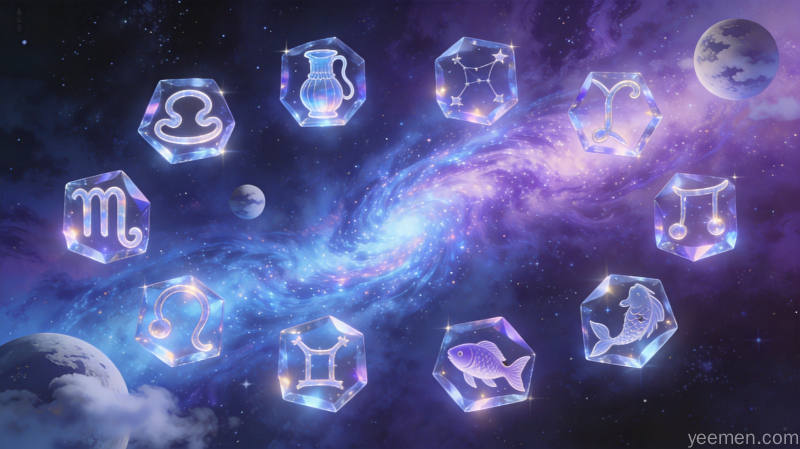 十二星座六月运势详解配图,星座连线与银河元素