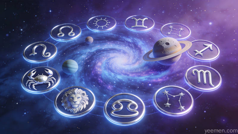 6月十二星座运势权威解读配图,行星点缀梦幻星空氛围