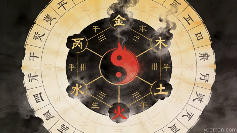 五行相生相克命理示意图