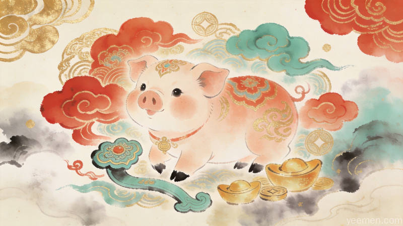 属猪祥云如意元素