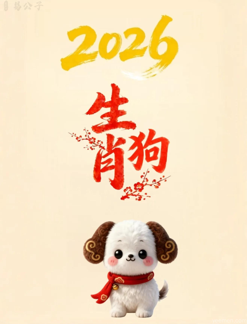 2026属狗人事业与财富：喜庆吉祥的生肖狗迎接福气进门创意图