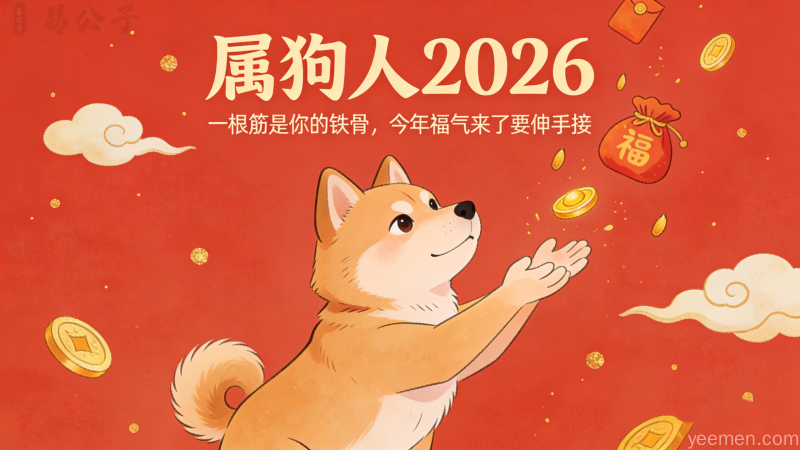 属狗人2026年趋吉避凶指南：可爱生肖狗与传统祥云梅花纹样融合