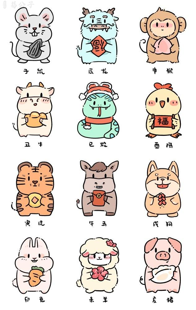 2026年5月十二生肖卡通插画，各具特色生动可爱展现传统文化魅力