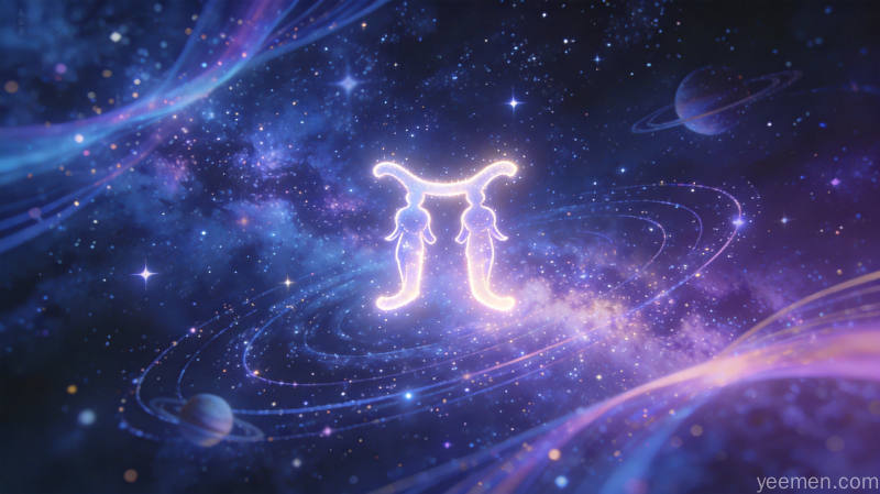 双子座配对观察:风象星座间的思维共振与元素互补分析 3 星座思维共振主题的抽象表达,行星轨迹与闪烁星辰的宇宙背景