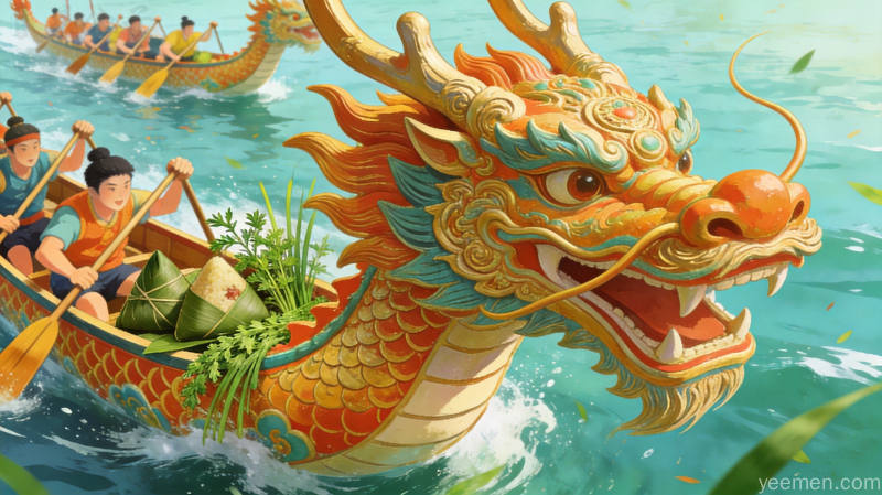 端午节俗:汨罗江畔的非遗传承 2 端午节龙舟竞渡场景,展现传统民俗的活力