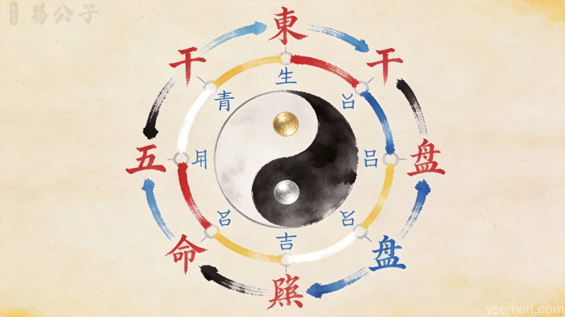 流年推断的核心逻辑:原局为体,流年为用 2 传统命理典籍中干支符号图解,体现五行流转意境