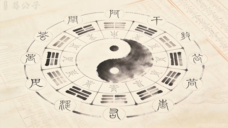 流年与大运的辩证智慧:传统命理中的动态分析之道 2 古朴典雅的四柱命盘图案
