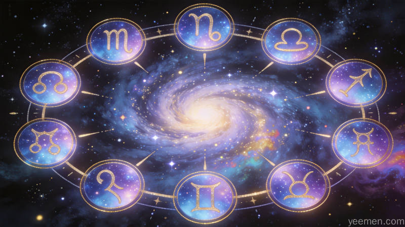 四象星座性格密码:四元素分类的性格解读智慧 2 四象星座分类示意图,展示十二星座按元素属性的分组方式