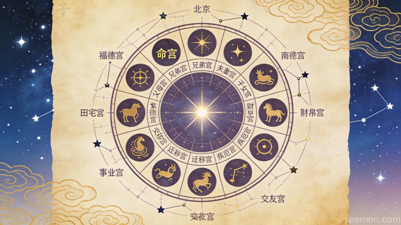 古代天文学中北斗七星与南斗六星的星象观测图：紫微斗数十四主星体系的天文来源依据