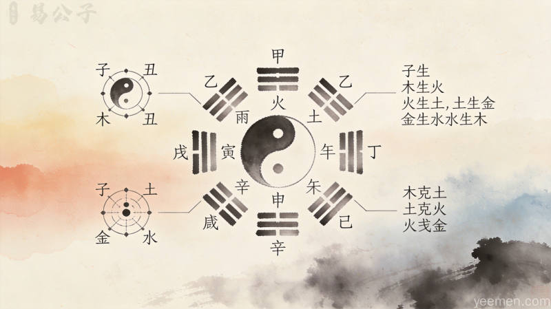 传统命理天干地支符号图案