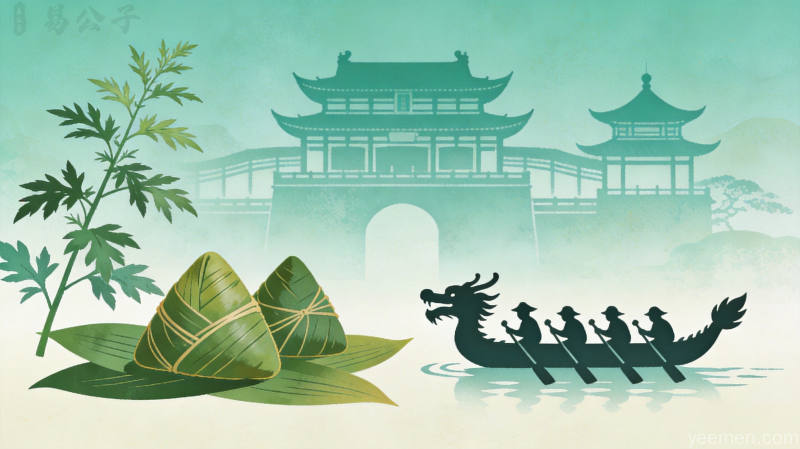 端午与夏至:传统节日的文化交融 3 端午节百姓驾舟汨罗江赛龙舟的民俗画面:纪念屈原忠义精神的千年传承与家国情怀的民族认同