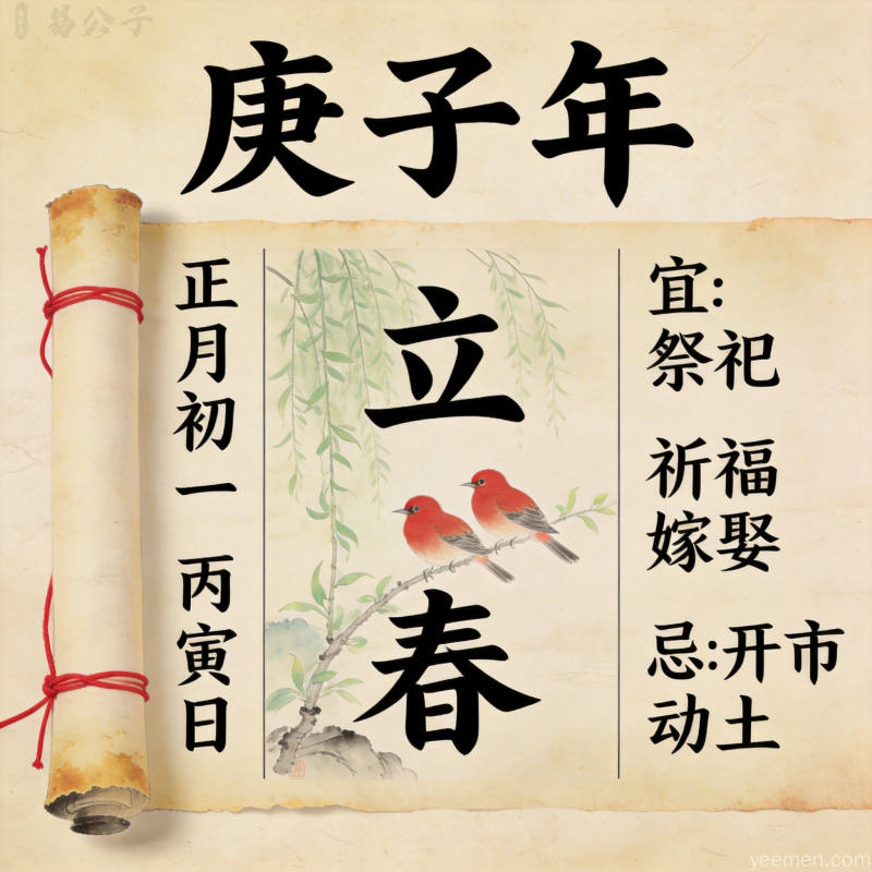 中国传统老黄历页面展示，干支纪年与宜忌标注清晰