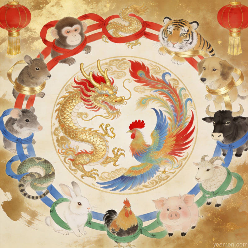 传统婚配文化解析配图，呈现十二生肖与婚姻和谐的民俗