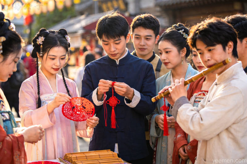 年轻人穿汉服逛非遗市集，传统民俗焕发新生