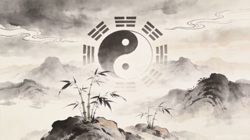 命理文化配图设计，水墨风格展现传统文化之美