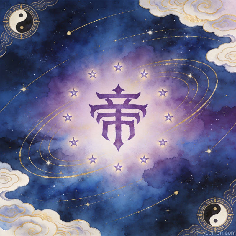 紫微斗数星盘图案以水墨风格呈现十四主星分布格局