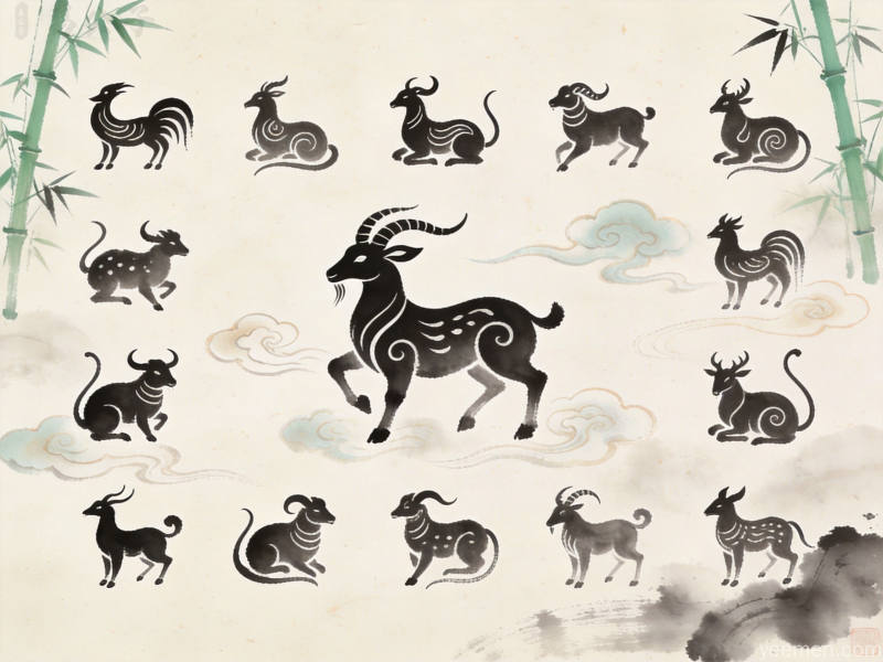 水墨风格的生肖图案与祥云元素搭配，意境悠远，体现传统生肖文化底蕴